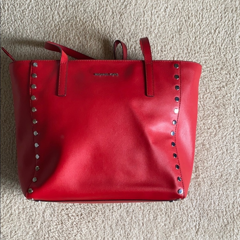 Beautiful Red Michael Kors Tote Bag